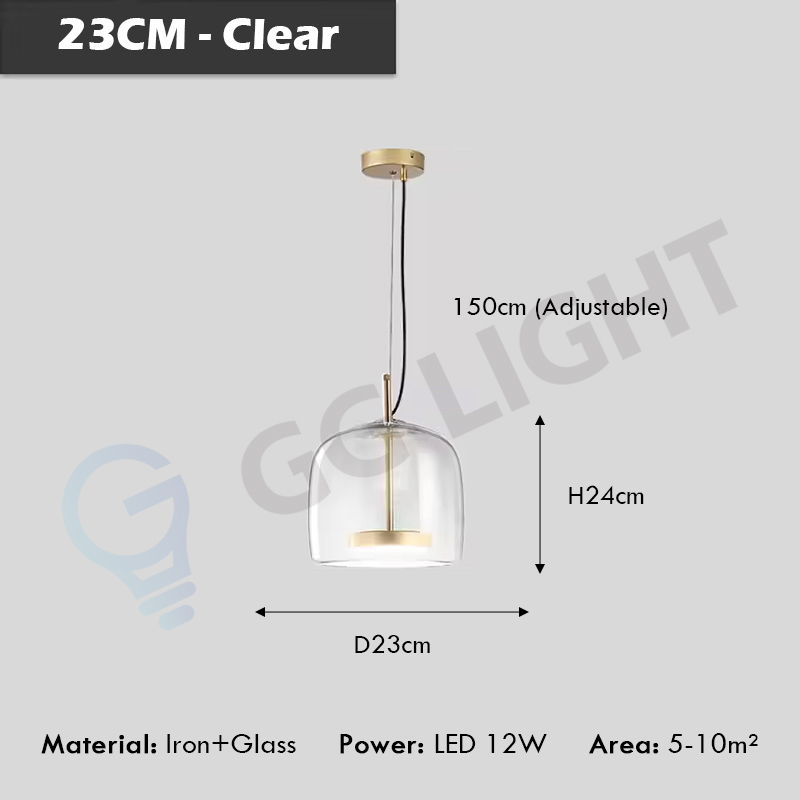 Modern Minimalist LED Glass Pendant Light Luxury Amber Grey Dia 23/33CM Hanging Lamp For Bedroom Restaurant Living Room Home Decor Fixtures