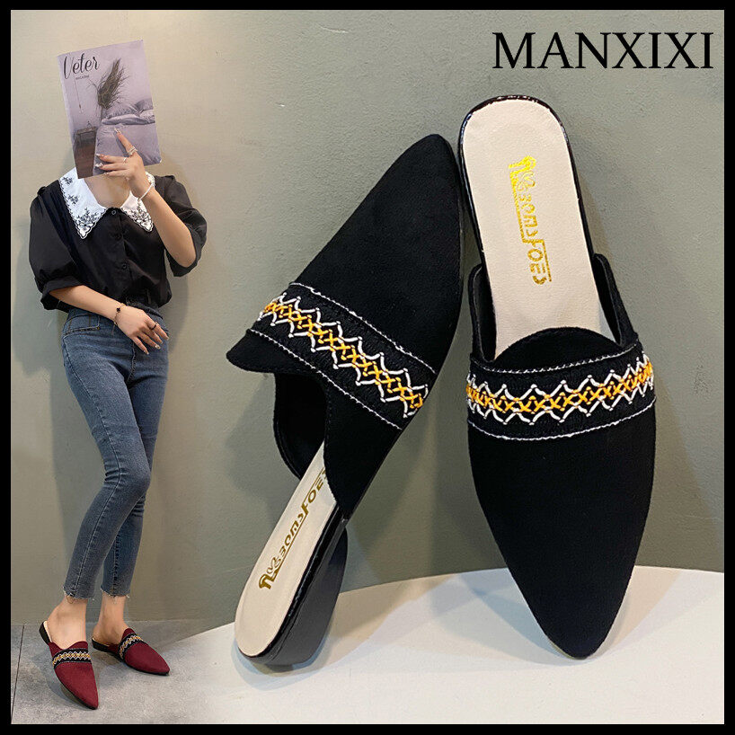 MANXIXI Women Fashion Loafers Beautiful Mules Flat Sandals (Size 35-40) ราคา 342 บาท*ส่งฟรี