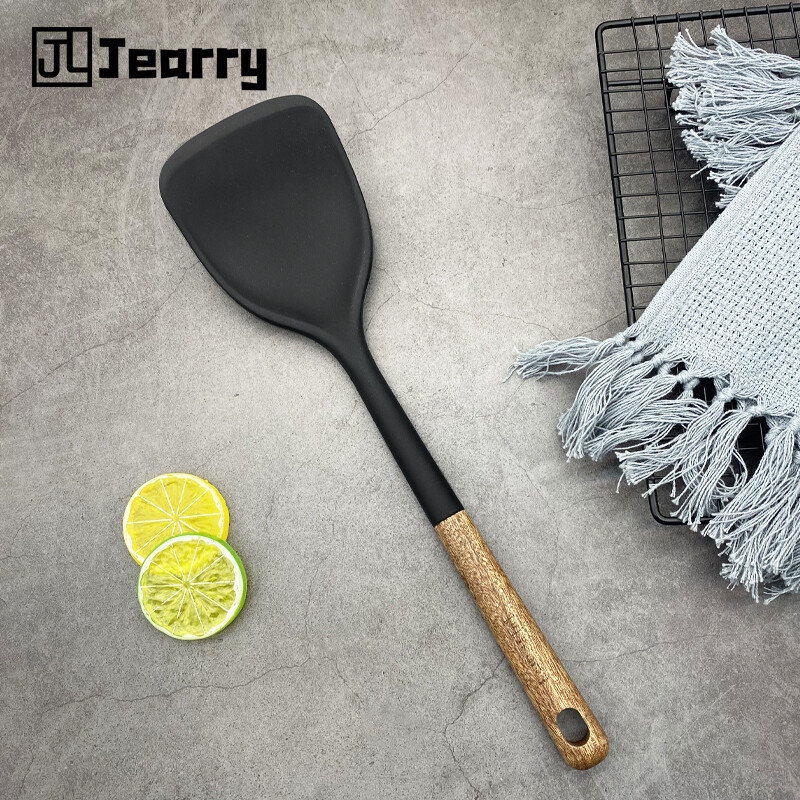Gambar Jearry Silicone Spatula Wooden Handle Heat Resistant Food Grade Cookware