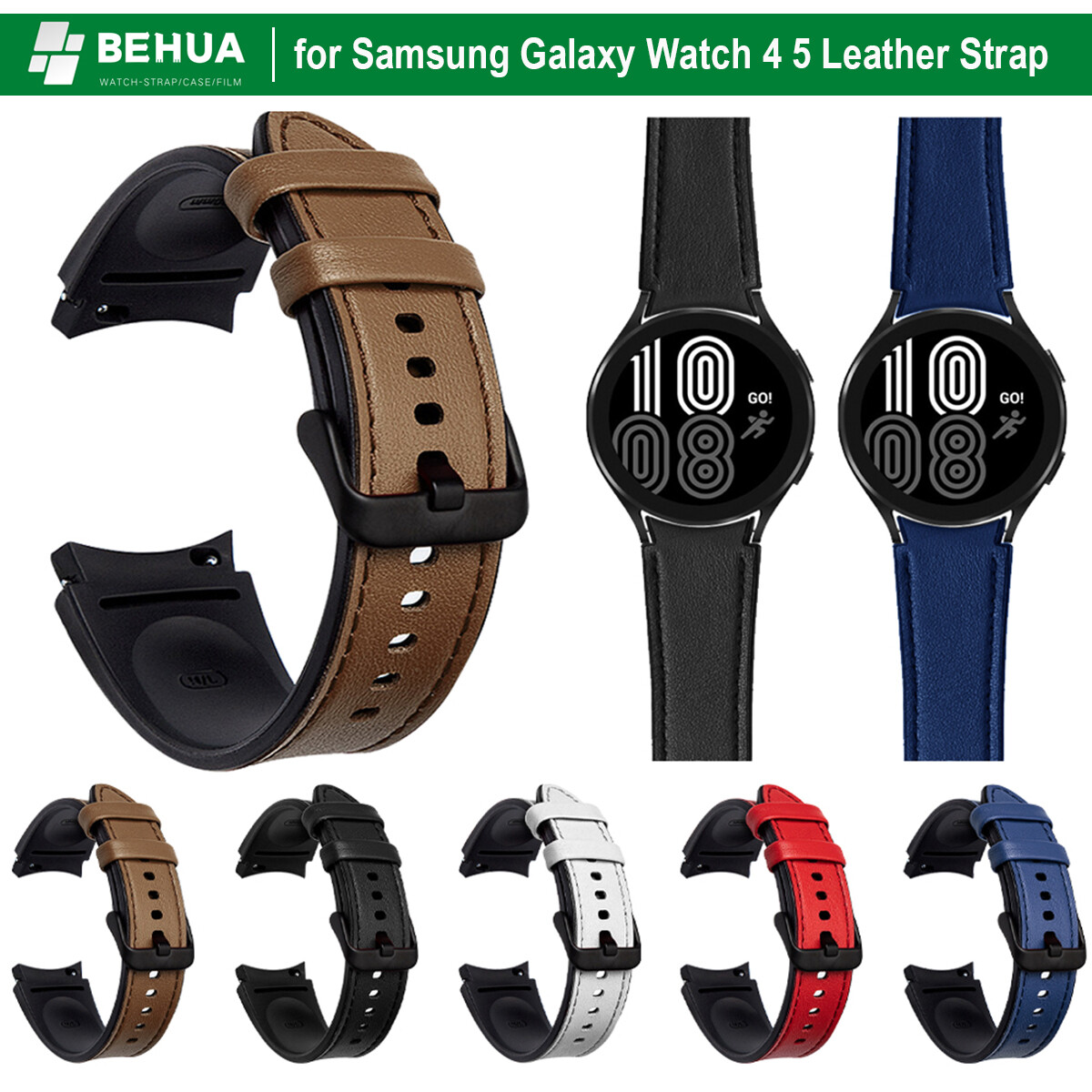 Dây đeo bằng da 20mm dây đeo đồng hồ cho samsung galaxy watch 3 4 5/watch 5 pro dây đeo thay thế cho samsung galaxy watch active
