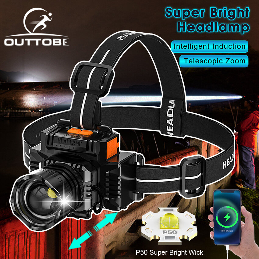 Outtobe Headlamps LED Headlight USB Rechargeable Super Bright Headlamp