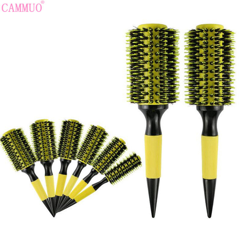 Cammuo lược chải tóc tròn lược chải tóc heo rừng bằng gỗ lược làm tóc lông nylon lược chải tóc xoăn