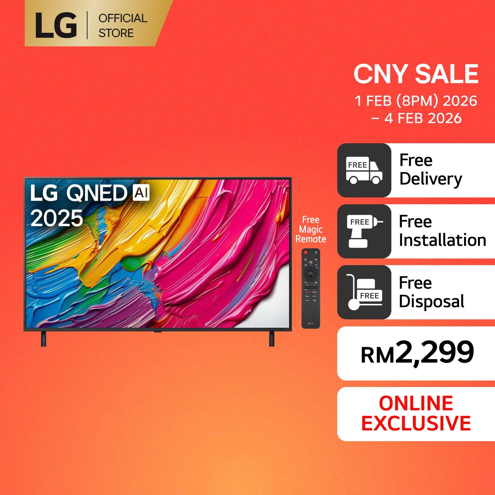 50 Inch LG QNED AI QNED80 4k Smart TV 2025 - Jenama LG Harga 2,759 Ringgit*Penghantaran Percuma
