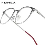 FONEX Kính Hợp Kim Cho Nam Và Nữ Gọng Kính Tròn Cổ Điển Siêu Nhẹ Gọng Kính Quang Học Retro Mới Kính Mắt Không Ốc Vít Phong Cách Thẩm Mỹ Hàn Quốc 988