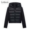 Willshela Women Cotton-Padded Clothes Fashion Black Front Zipper Jackets Coats Hooded Neck Long Sleeves Casual Female Chic Lady Outfits