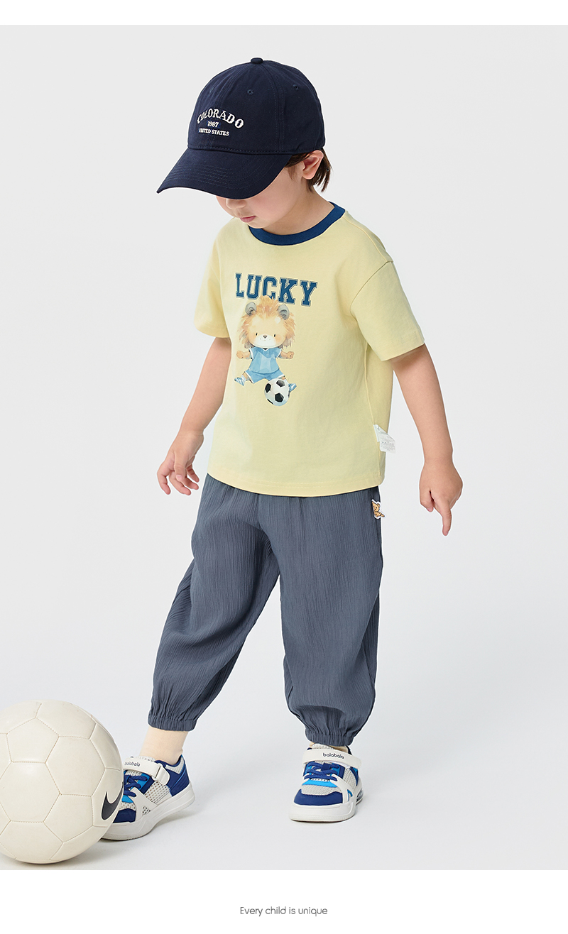 balabala Boy Pure Cotton Short Sleeve T-Shirt Baby Clothes Summer Short Sleeve Top For Infants Toddlers · v5