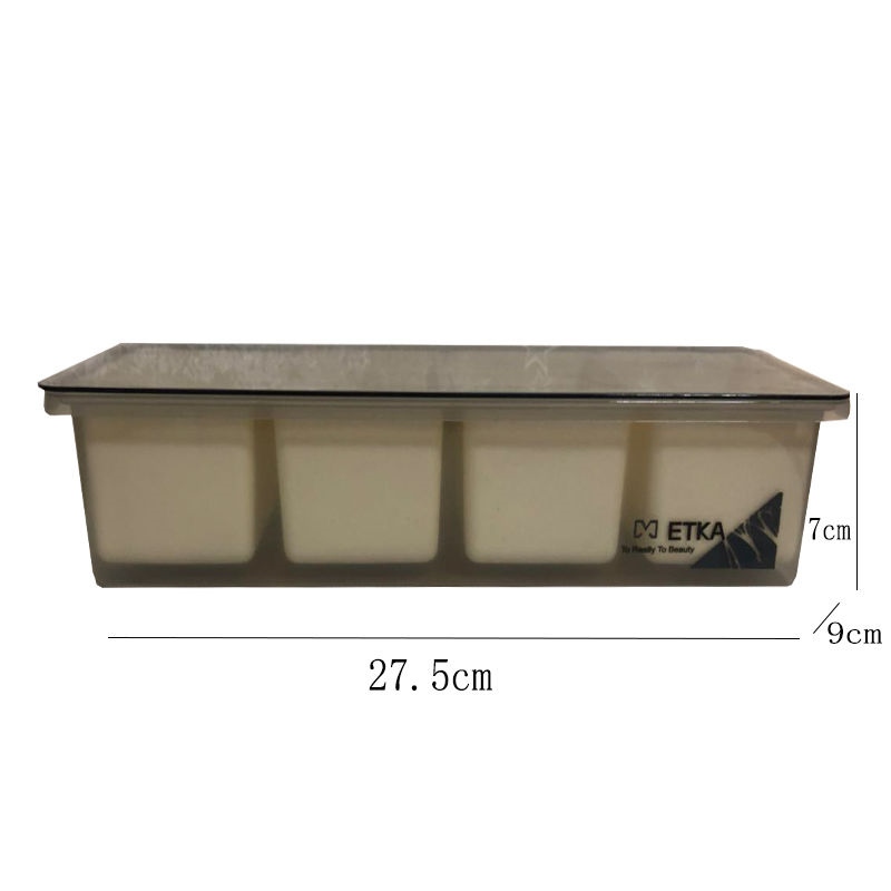 Gambar Kitchen supplies four grid with spoon seasoning storage box seasoning jar set large capacity flip plastic seasoning box
