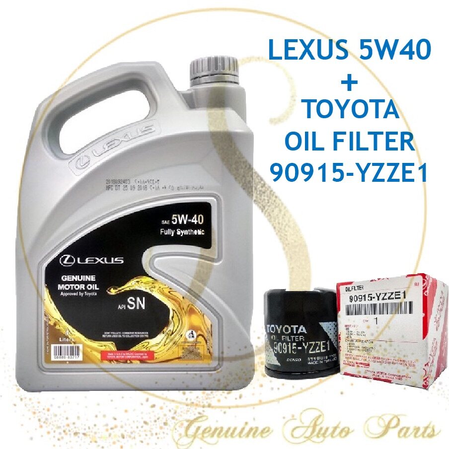 Original New Lexus 5W40 4L API-SN Fully Synthetic Engine Oil FREE Toyota Oil Filter 90915-YZZE1