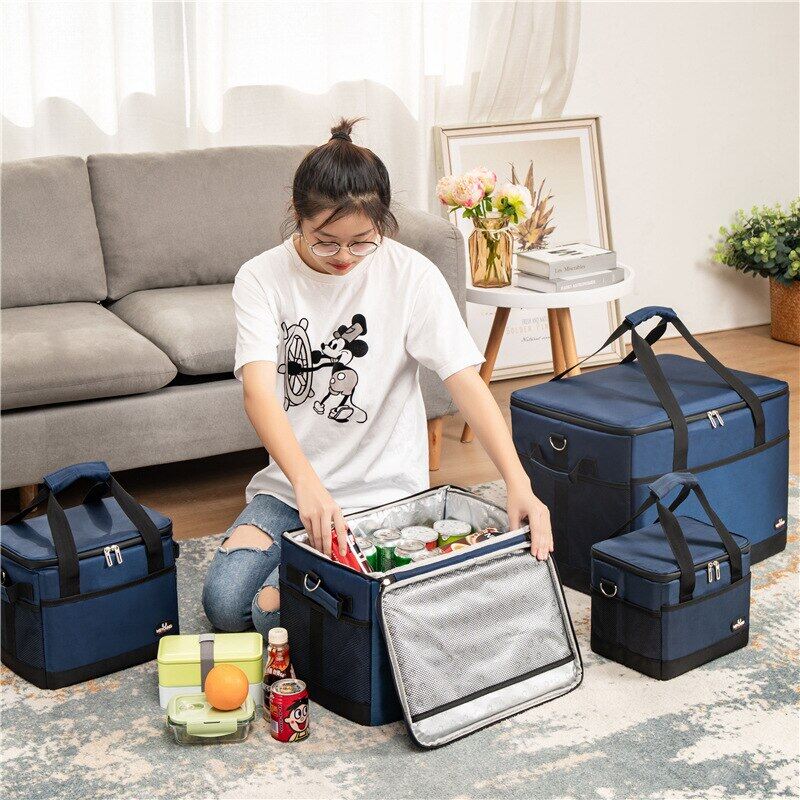 Gambar High Capacity Insulated Lunch Bag Portable Picnic Pouch Fresh Convenient Outdoor Ice Package Takeaway Case Accessories Supplies