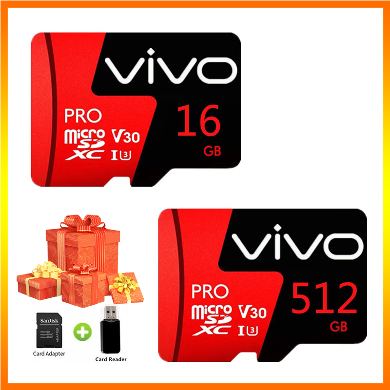 VIVO 16GB 32GB 64GB 128GB 256GB 512GB High Speed Memory Card Micro SD Card XC Microsd Mobile Surveillance Camera TF Card Mobile Flash Card Memory Card Class 10 ราคา 92 บาท*ส่งฟรี