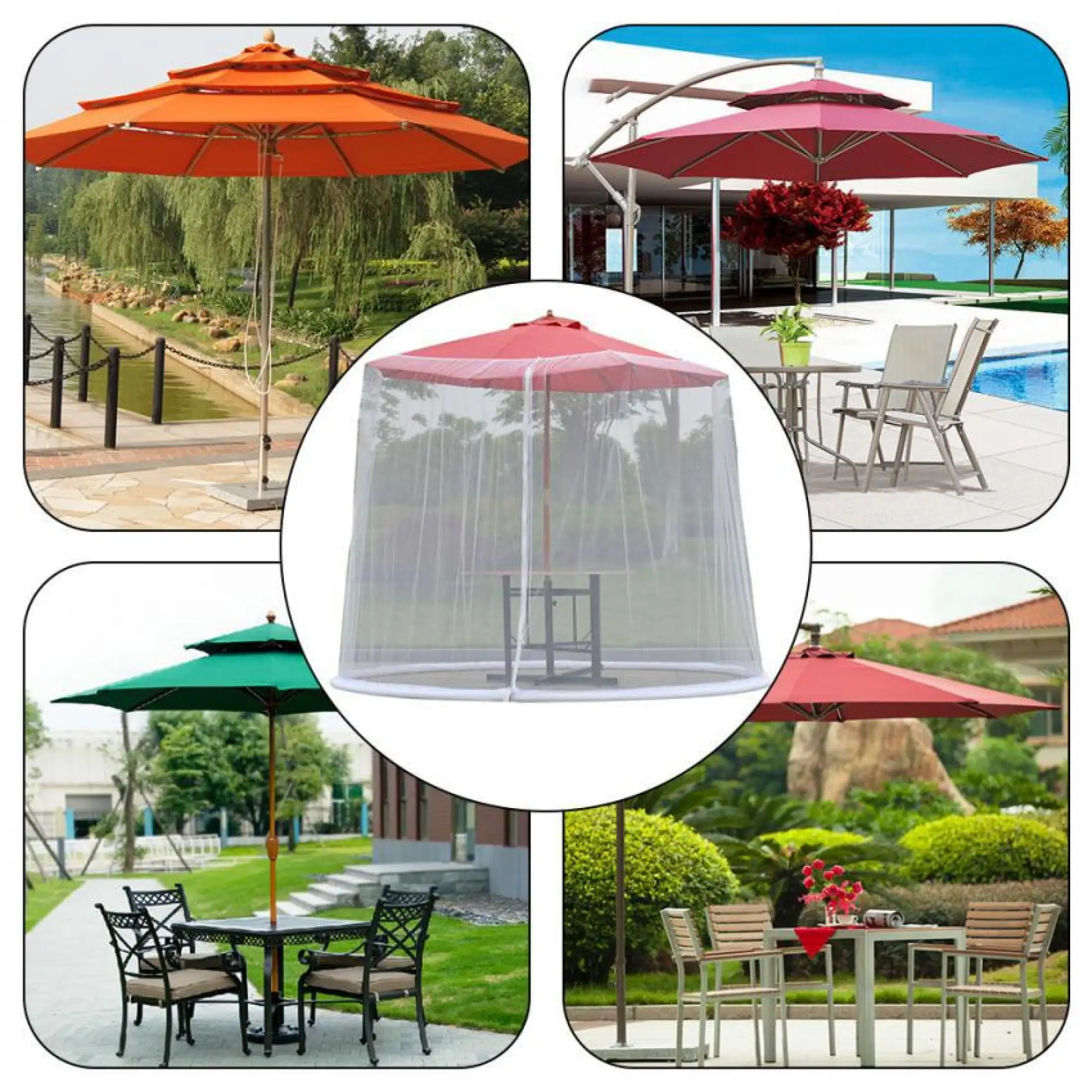 beauty丨diary outdoor garden umbrella table screen parasol mosquito net cover bug netting lazada ph