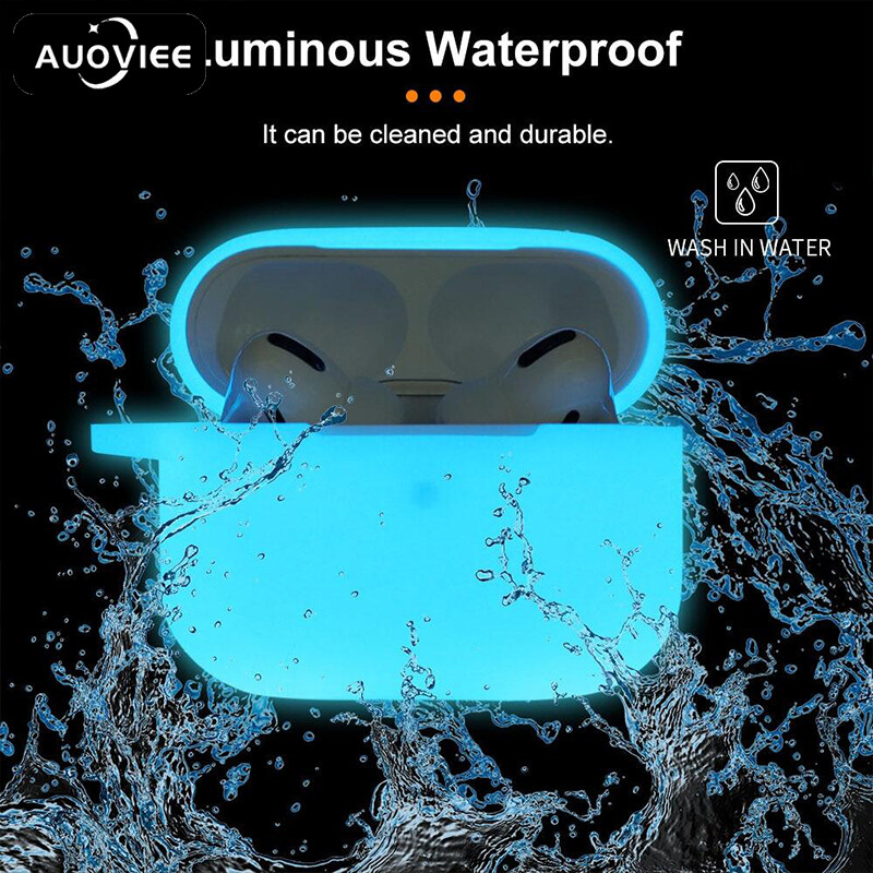 AUOVIEE For Apple Airpods Pro Protective Case Luminous Silicone Case For Air Pods Pro Glowing in dark shockproof Earphone Protector Box ราคา 140 บาท*ส่งฟรี
