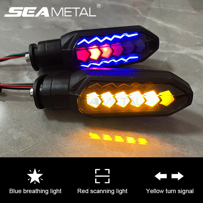 Seemetal xe máy LED tín hiệu báo rẽ đèn cảnh báo màu đỏ màu xanh hơi thở