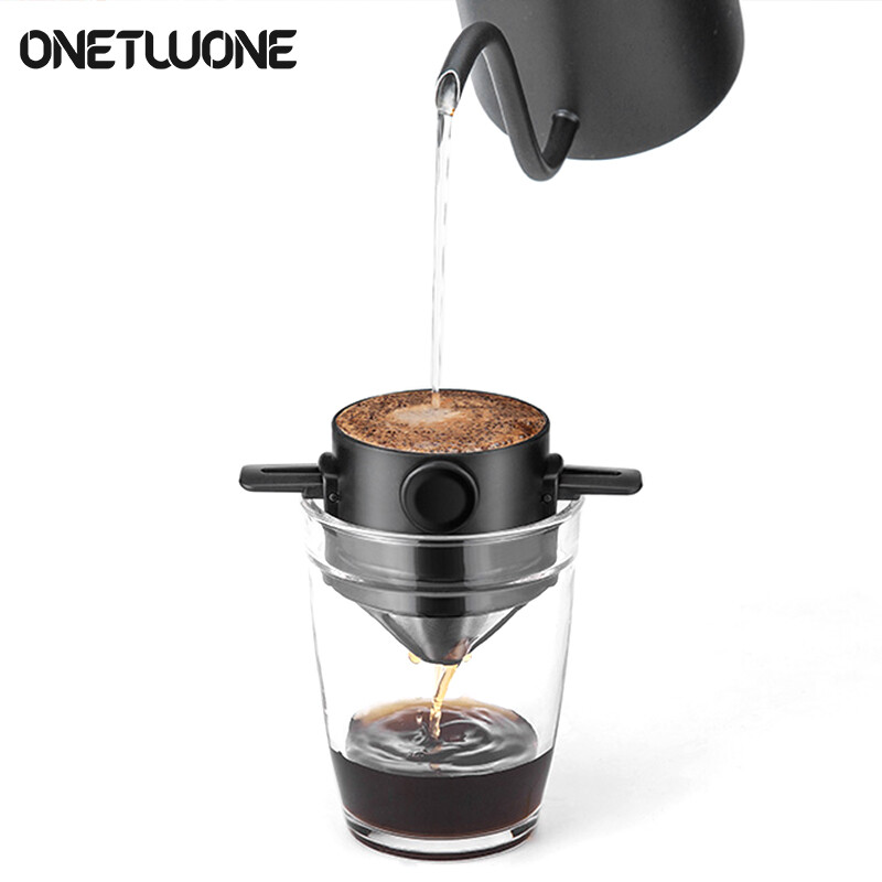 Onetwone có thể gập lại lọc cà phê di động máy pha cà phê, giá để trà cà phê nhỏ giọt bằng inox, máy đổ cà phê nhỏ giọt không cần giấy tái sử dụng