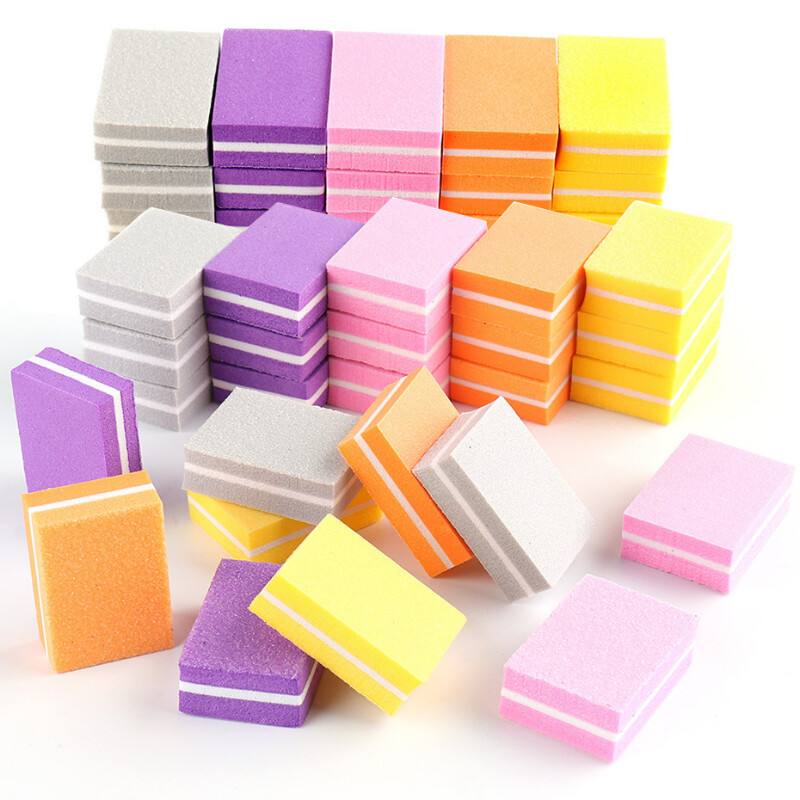10pcs/20pcs/30pcsdouble-sided Mini khối giũa móng đầy màu sắc miếng bọt biển sơn móng tay giũa đánh bóng Dải đánh bóng nghệ thuật làm móng công cụ