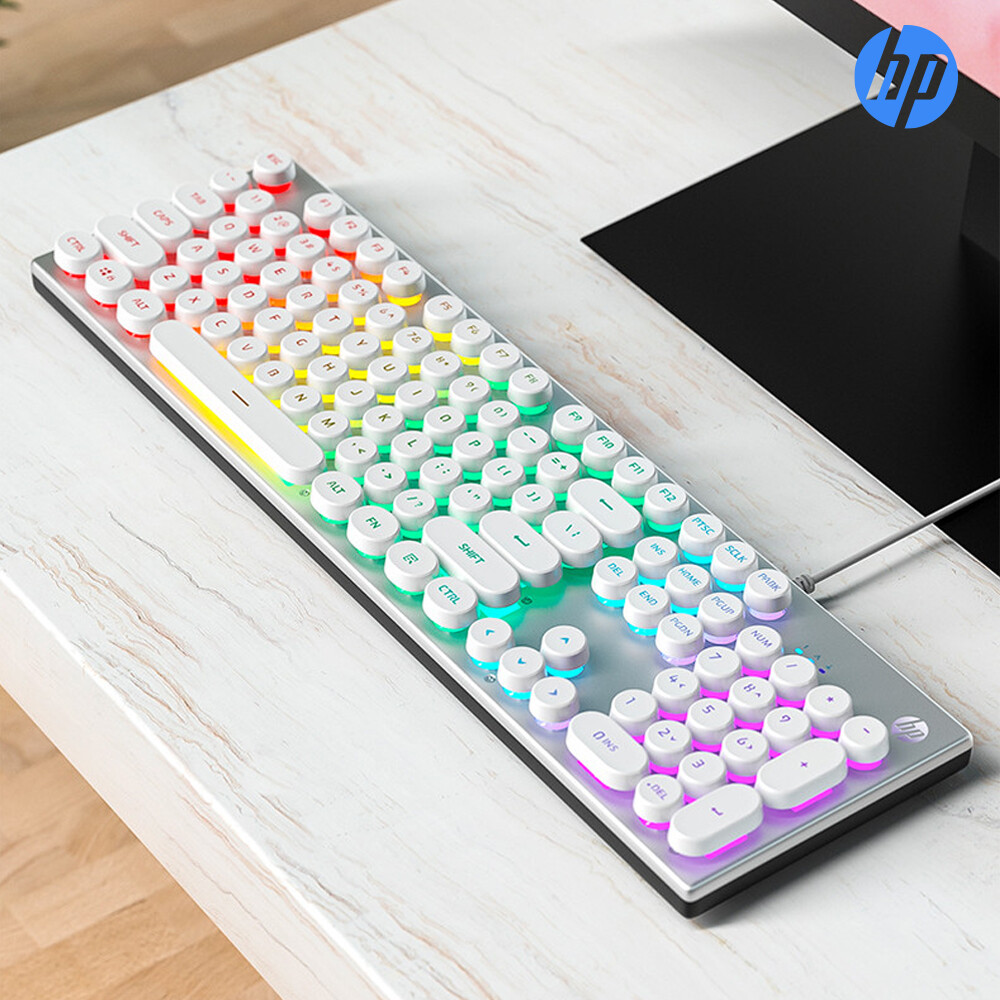 HP Cảm Giác Cơ Học Bàn Phím Chơi Game Có Dây Hiệu Ứng Ánh Sáng Động Bảng Kim Loại, Đèn Nền LED Bàn Phím Cầu Vồng Nhiều Màu Sắc Cho PC/ Mac/ Laptop Văn Phòng Gia Đình (K500)