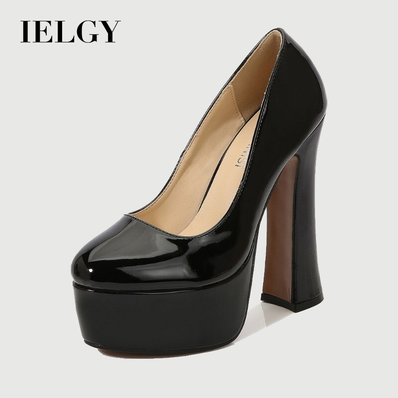 IELGY High heels thick soles round toes French retro women's shoes ราคา 1,077 บาท*ส่งฟรี