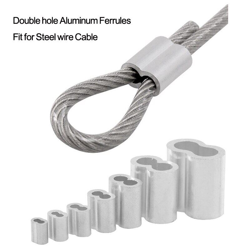 500pcs Double Barrel Aluminum Crimp Sleeves For 1.0mm Wire Rope Loop