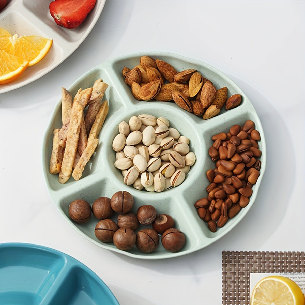 1 cái, Đĩa trái cây, sáng tạo Nut tấm, trái cây sấy khô Đĩa trái cây, đĩa ăn bữa nhẹ nhựa, chia kẹo tấm, đĩa ăn tráng miệng, hộp đựng thức ăn, đĩa đựng trái cây, tấm biển trang trí cho phòng khách nhà bếp, trang trí nhà bếp