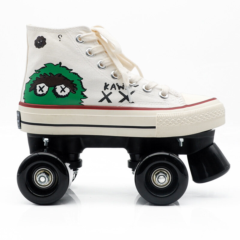 Adult Double Row Roller Skates Four Wheel Canvas Roller Skates Graffiti Personality Roller Skates Student Beginner Roller Skates Lazada