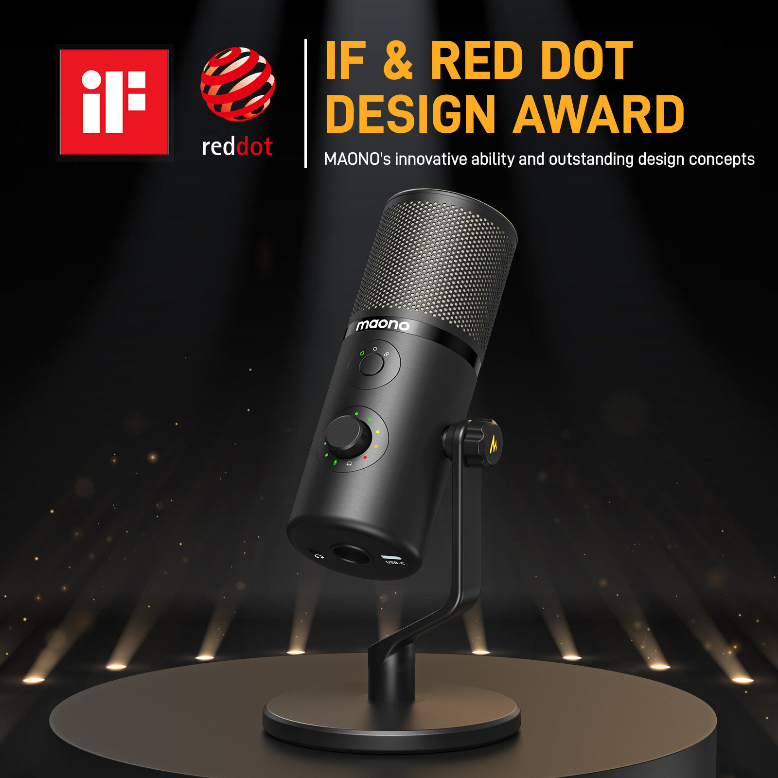 MAONO DM50 USB Microphone,Podcast Condenser mic with 3 Polar Patterns Software app,microphone with Pop Filter for Twitch TikTok YouTube