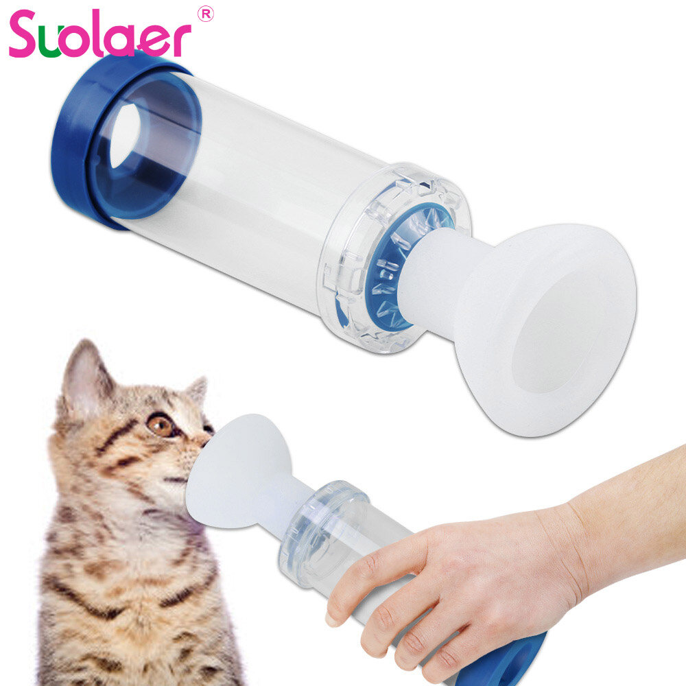 Suolaer Chó Mèo Ống hít Spacer mèo/cannie Aerosol buồng Ống hít cho động vật Mèo/Chó đi kèm với mặt nạ và hướng dẫn