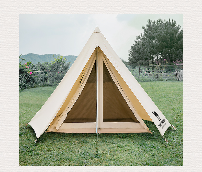 CAMELCROWN Camel Outdoor Camping Indian Tent Portable Folding Large Pyramid Cotton Tent Rainproof · v25