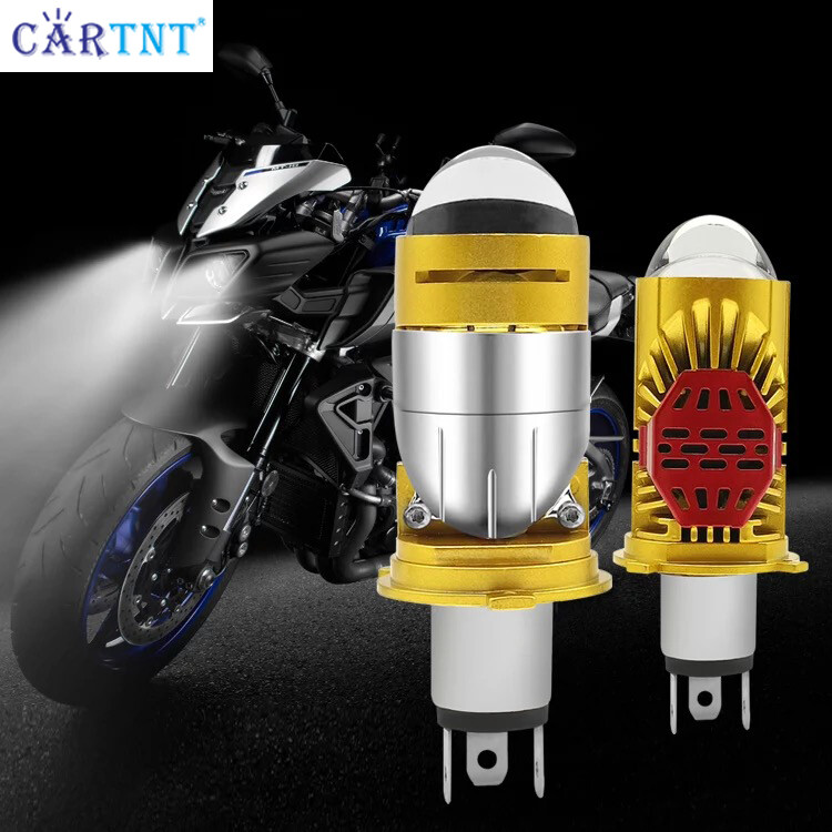 Cartnt 120w 30000lm đèn ô tô ống kính mini led h4 9003 hib2 bóng đèn đèn pha xe máy xe hơi máy chiếu kép len led ô tô moto 12v