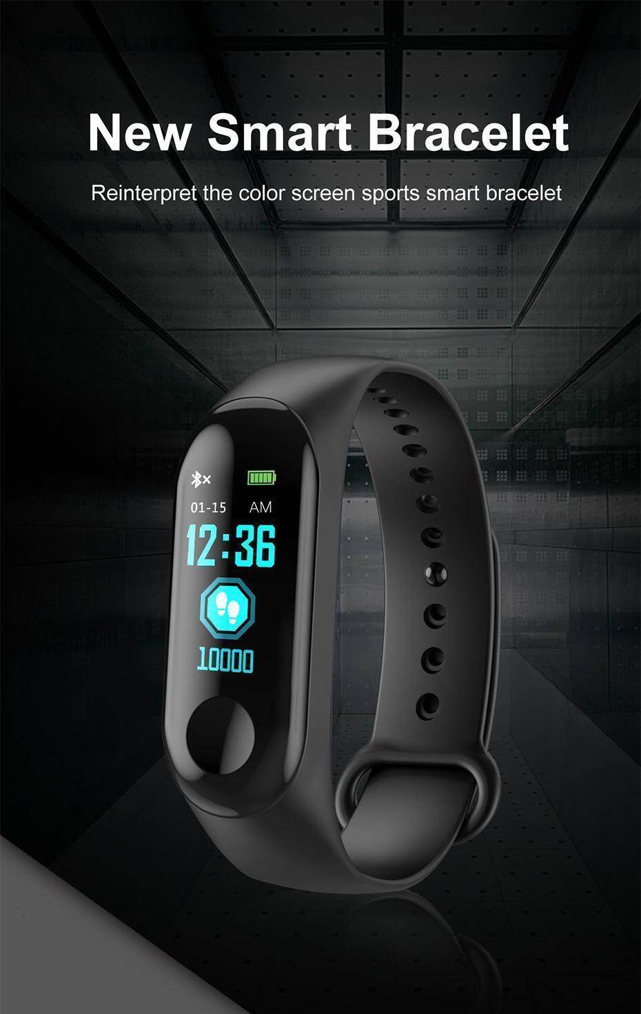 Newest Smart bracelet M3 Sports Blood Pressure Oxygen Heart Rate Monitor Watch Message Caller Smart Band PK For Xiomi mi band 3 (1)