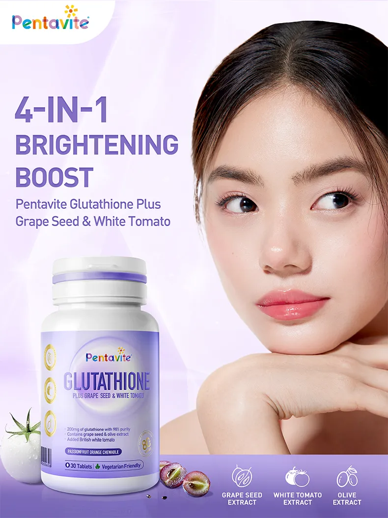 Pentavite Glutathione Plus Grape Seed & White Tomato 30 tablets // Skin  Whitening & Brightening UV Protection vitamin Antioxidants For Lasting  Brightness - Lazada | Lazada