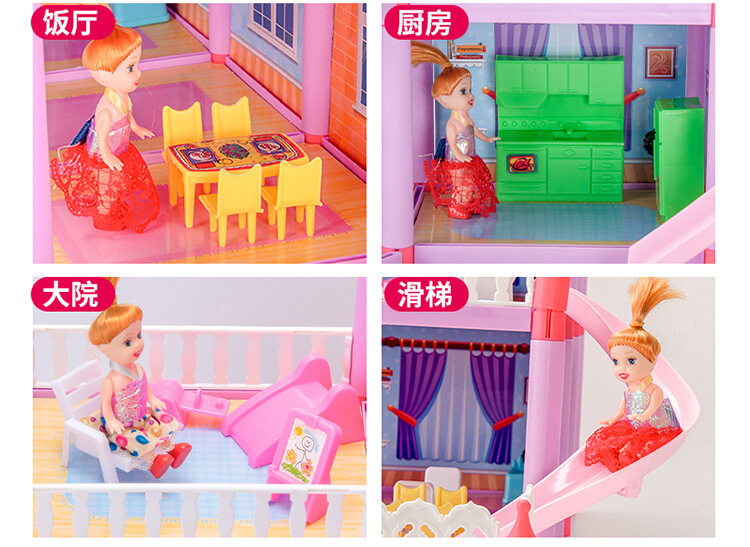 búp bê freebie + đèn cổ tích, nhà búp bê biệt thự lớn, nhà búp bê barbie công chúa, 4 tầng, mơ ước, quà tặng giáng sinh, bộ đồ chơi đồ hàng tự làm 6