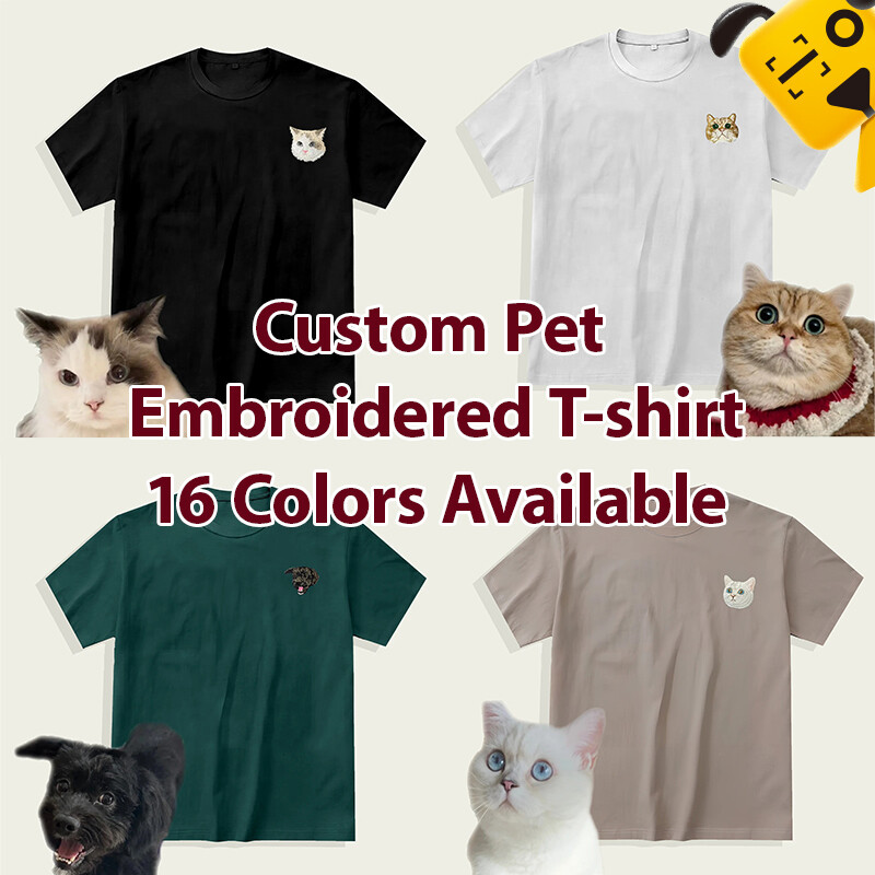 Reddog Custom Pet Cartoon Dogs Cats Portrait Three-dimensional Embroidered T-shirt 16 Colors Available ราคา 3,051 บาท*ส่งฟรี
