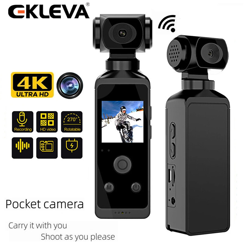 EKLEVA 4K HD Mini Camera Pocket WIFI Outdoor 270°Rotatable Bodycam with Waterproof Case Sports Action Micro Portable Security Recorder
