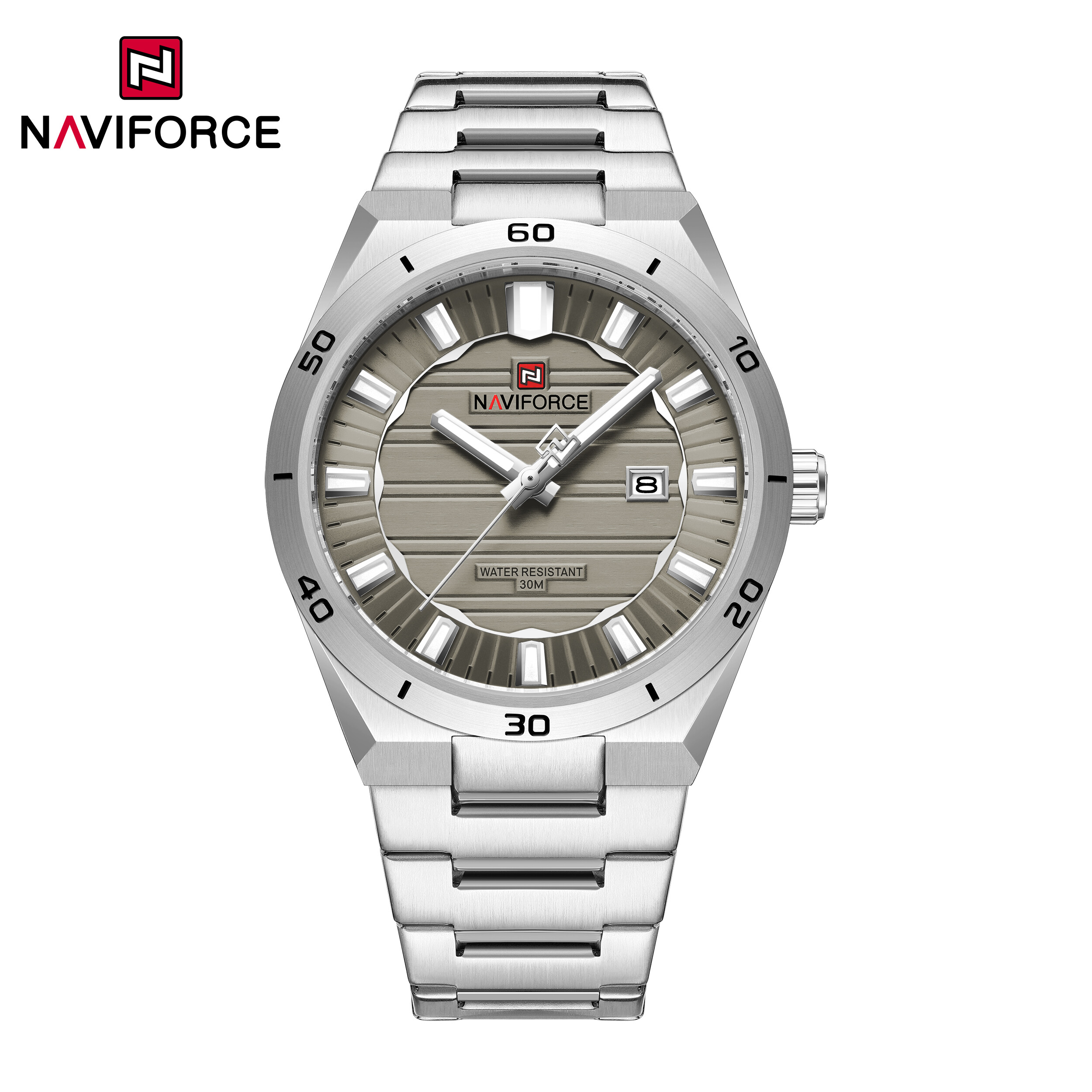 NAVIFORCE Original Watch for Men Brand New Calendar Stainless Steel Strap 30m Waterproof Quartz Men's Casual Fashion Watches NF9268 ราคา 891 บาท*ส่งฟรี