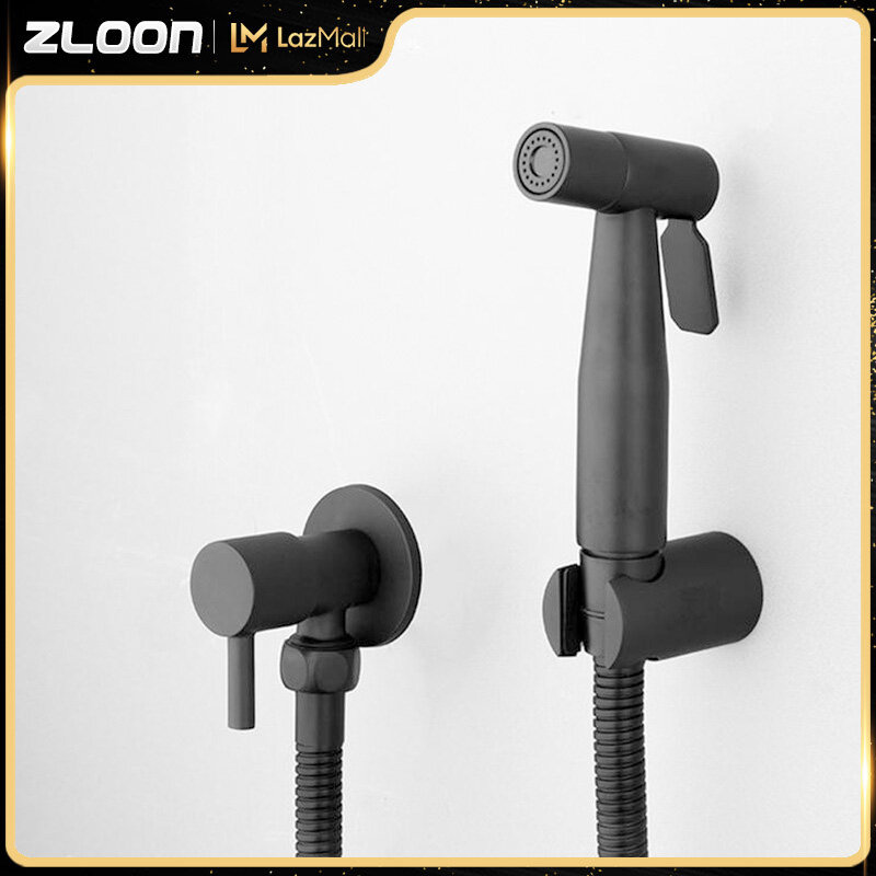 Zloon bộ vòi xịt vệ sinh bằng thép không gỉ vòi xịt tăng áp đồng hành vòi hoa sen van góc mạ vàng bộ bốn vòi xịt