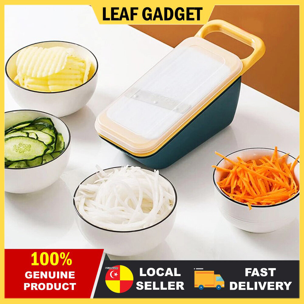 Gambar VEGETABLE MANDOLINE SLICER with Stainless Steel Grater Slicer Blades Drain Holes Blue Pink Green for Vegetable Carrots Cucumber Tomatoes MCC 5
