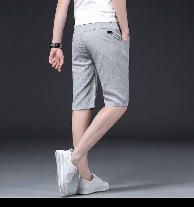 Summer ice silk thin five-point sports casual shorts cropped trousers for men latest Korean style trendy loose all-match