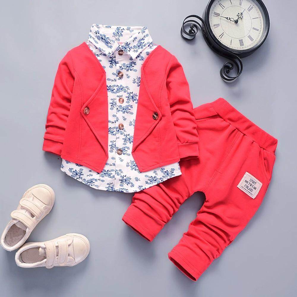 2PCS Toddler Kids Baby Boys Tuxedo Suit Gentry Party Christening Wedding Clothes 