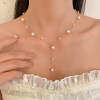 Yuki's Gold Bead Pearl Necklace - Perfect Valentine's Gift