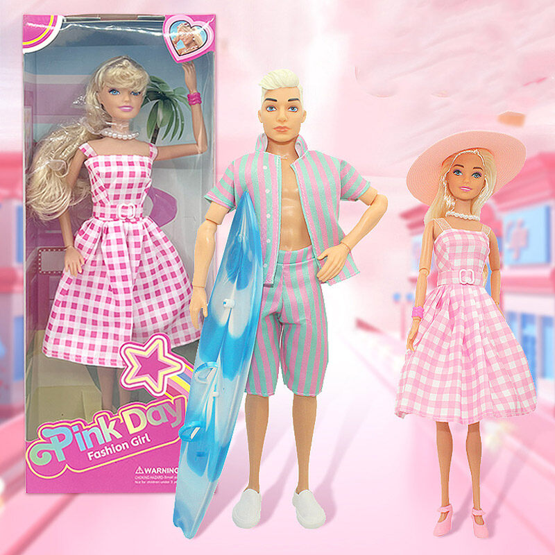 DENOSWIM Barbie Ken Doll Wearing Pastel Striped Beach Matching Set Kids