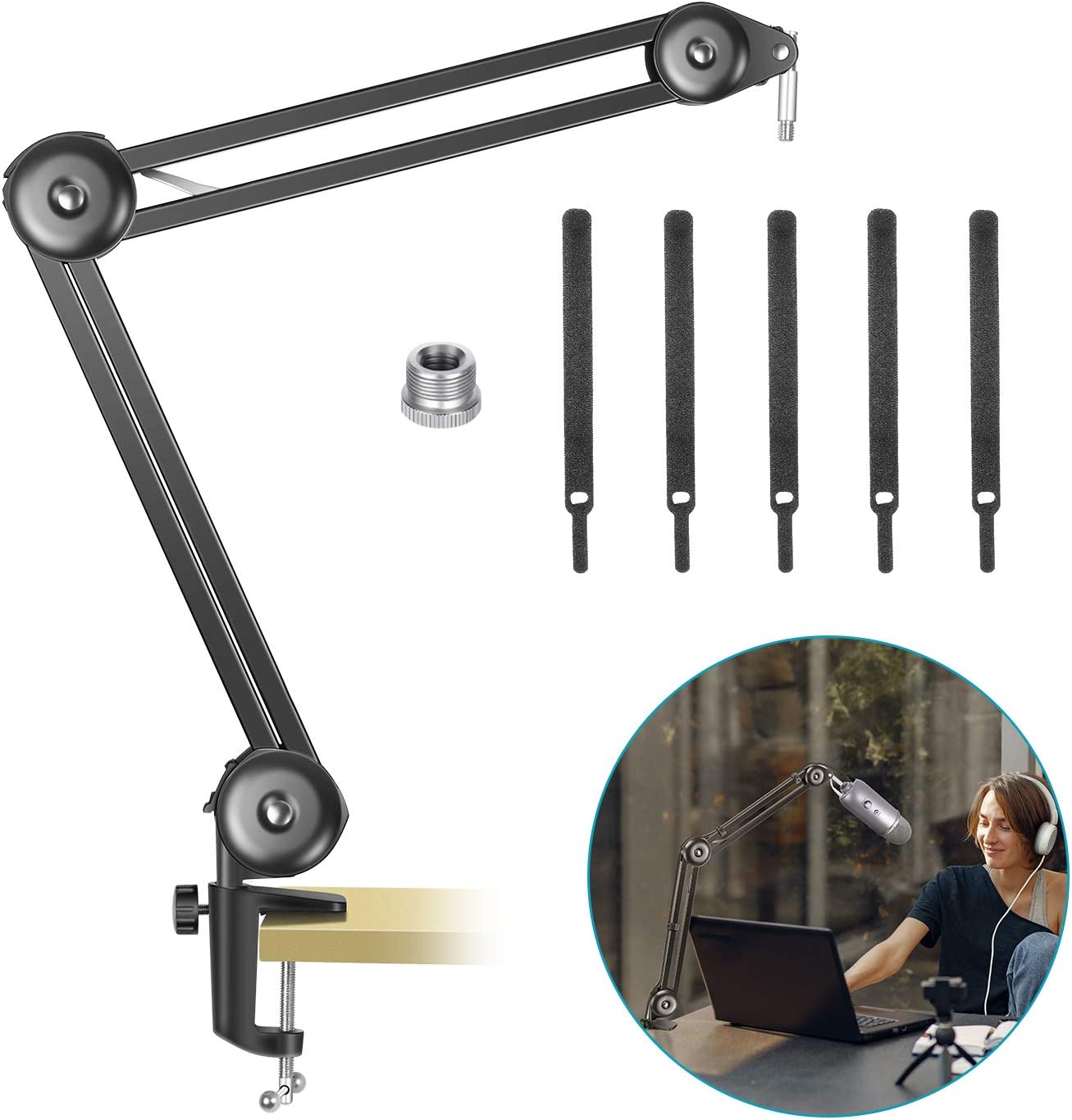 Neewer Upgraded NW-35 Pro Mic Stand Sturdier Microphone Arm Stand Compatible with Blue Yeti Snowball Blue Yeti Nano, Suspension Boom Scissor Arm with Cable Straps, Max. Load 1.5kg (Black) ราคา 7,484 บาท*ส่งฟรี