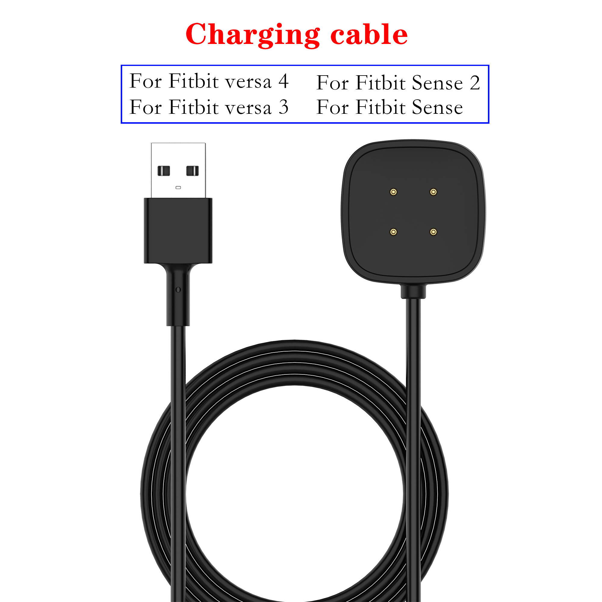Đồng hồ thông minh cáp sạc cho fitbit versa 3 4 sense 2 cáp sạc 1m dữ liệu sạc usb ling