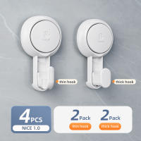TAILI Suction Cup Hooks 4PCS Heavy Duty Towel Hanger Easy to Install Shower Hanger for Bathroom Kitchen Hotel No Drilling Removable Portable Wall Hooks Waterproof