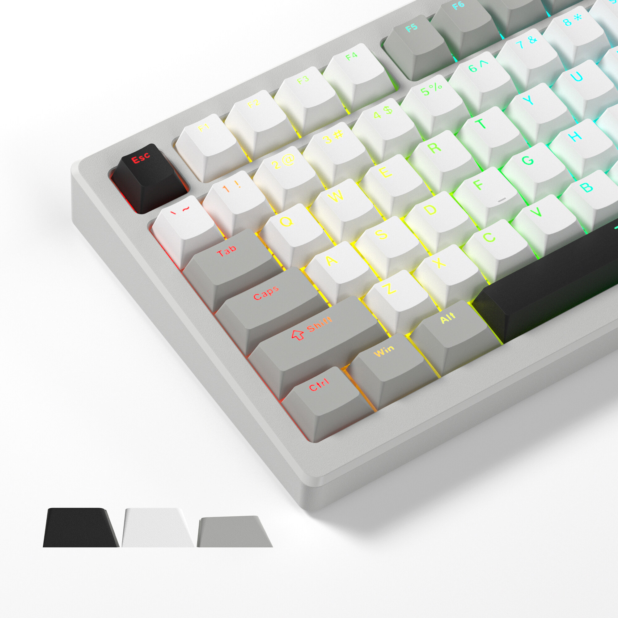 Womier 140 Phím Màu Trắng Màu Grey Cherry Hồ Sơ Đôi Bắn phím cơ PBT Tùy Chỉnh Key Cap Cho 60% 65% 75% 100% Gateron Cherry MX Gamer Bàn phím cơ