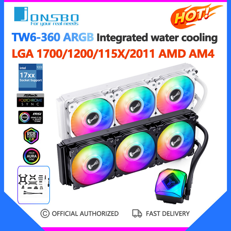 Jonsbo bộ tản nhiệt cpu làm mát bằng nước dung dịch tw6-360 argb bộ tản nhiệt tích hợp quạt 120mm lga1700 115x1200 2011 am4