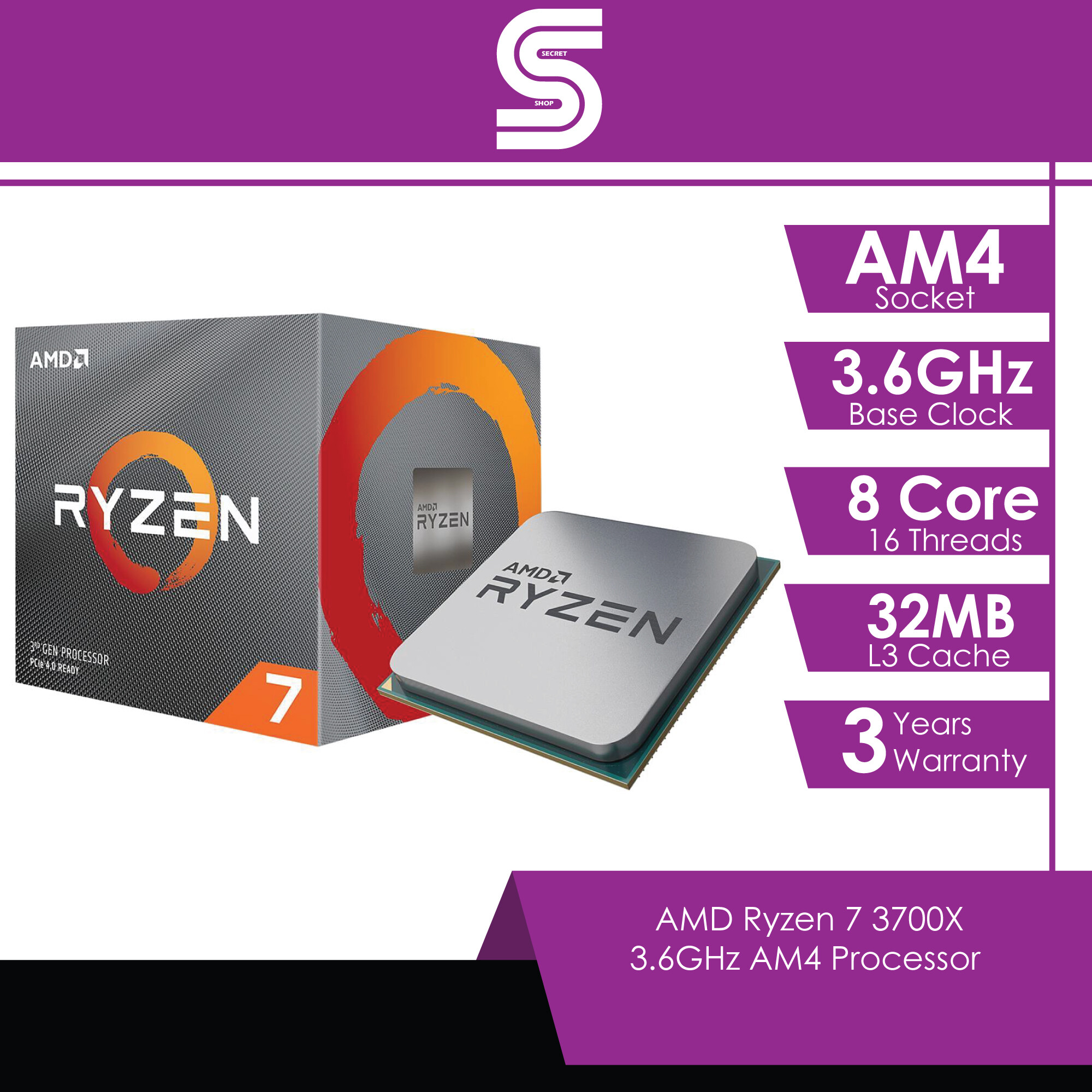 AMD Ryzen 3700X AM4 Processor Lazada