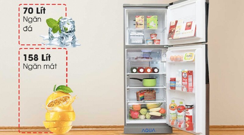 Dung tích lên tới 207 lít - Tủ lạnh Aqua 207 lít AQR-U235BN