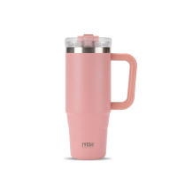TYESO แก้วน้ำกันความร้อนแบบสุญญากาศ TS-8866 TS-8868พร้อมที่จับเก็บความเย็นร้อนอเนกประสงค์พร้อมหูหิ้วทำจากฟาง