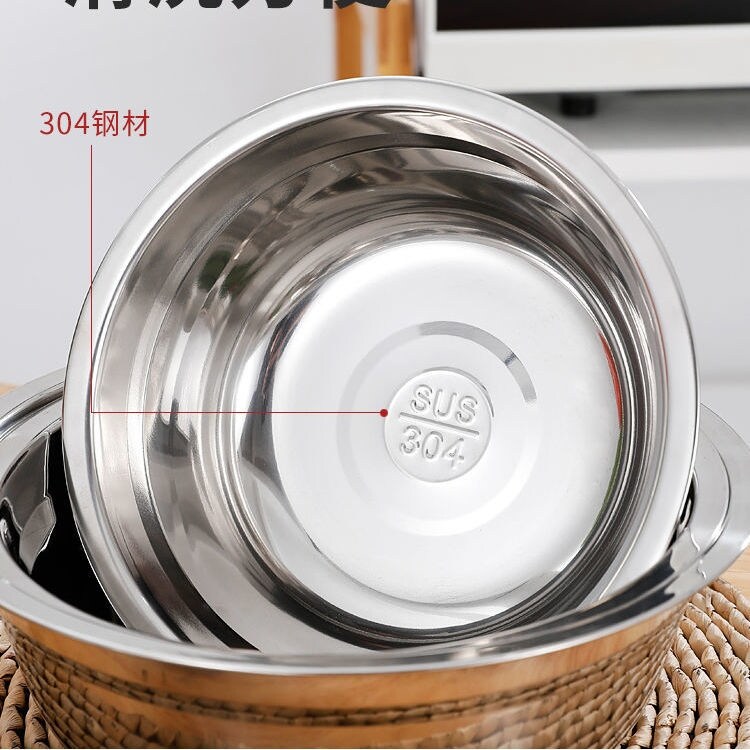 Gambar stainless steel soup pot Stainless steel soup pot soup basin of stainless steel pot soup bowl 304 non magnetic stainless bowl bowl of single layer bowl with magnetic soup basin