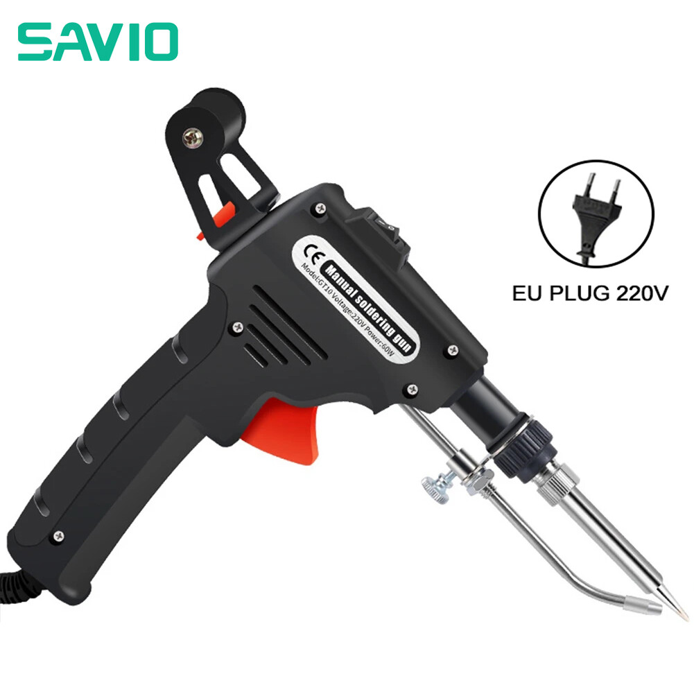 Savio tự động Hàn mỏ hàn, 220V 60 Wát Mỏ hàn điện mỏ hàn bán tự động Cây hút chì Dây dụng cụ hàn có thể điều chỉnh Dụng cụ hàn Kit Sưởi ấm nhanh